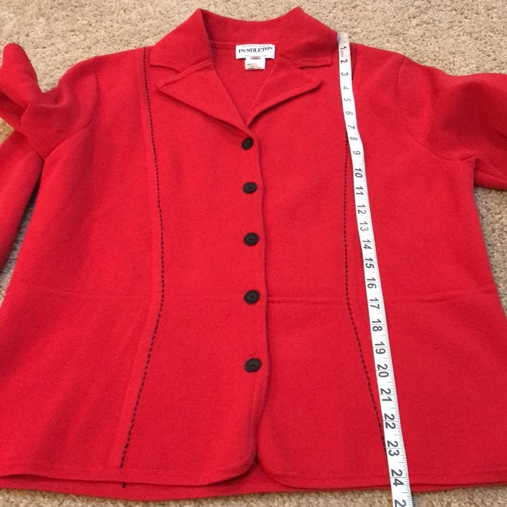 Pendleton Large Red Front Button Cotton Blend Car… - image 7